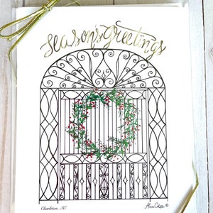 Season’s Greeting Cards, Charleston Gates, Wreath Note Cards, Note Card Set, a Philip Simmons Gate creation - Visitor Center.