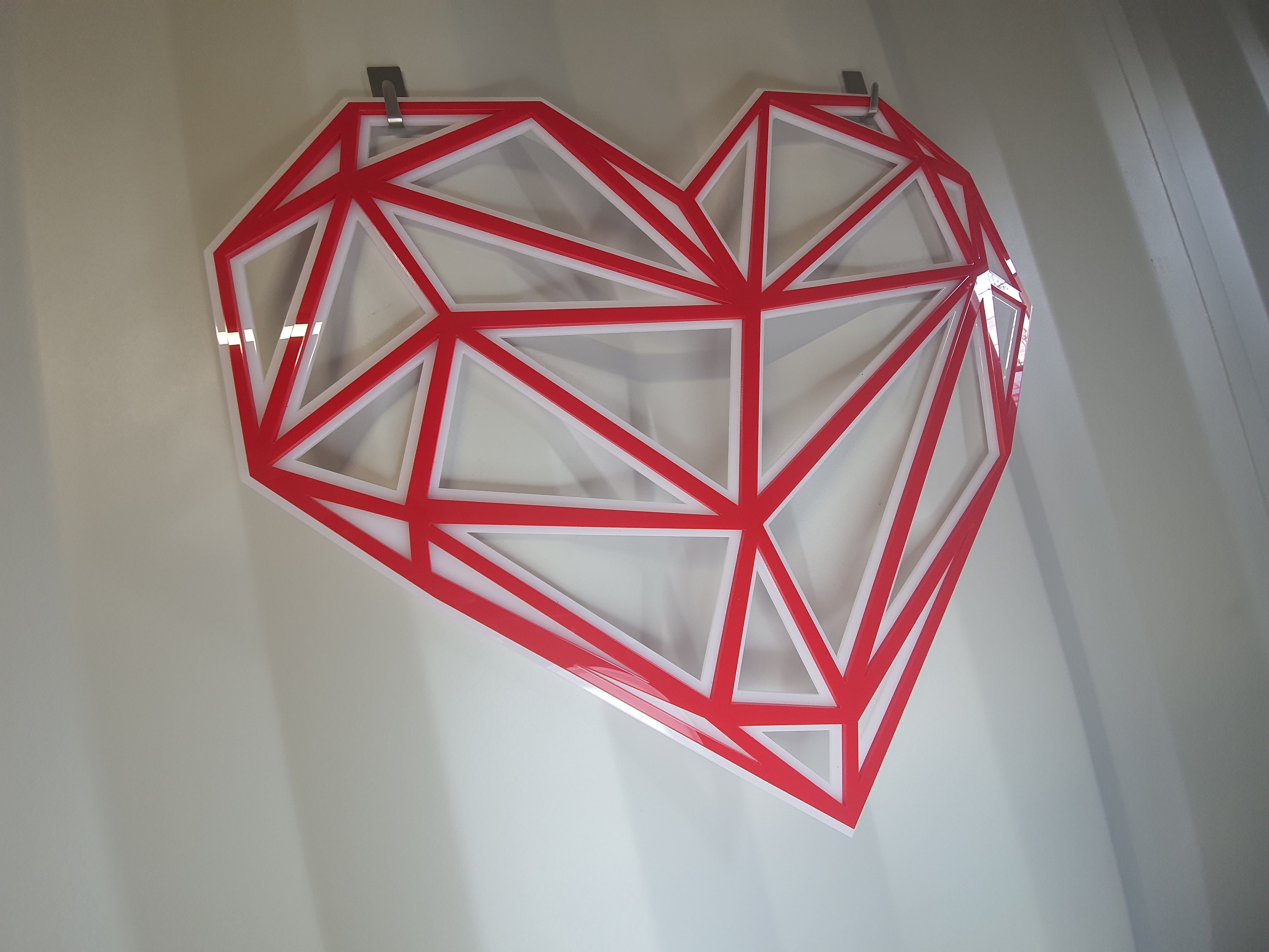 Large Geometric Heart Wall Art Etsy