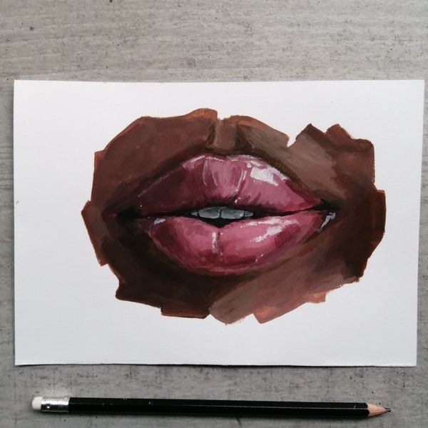 Original painting, lip study, acrylic on paper, biancadijkstrakunst