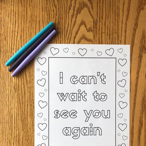 50 or 100 Days Printable Countdown for Long-Distance Relationship - Boyfriend or Girlfriend Gift - 8.5 x 11&quot; Digital Coloring Page