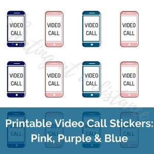 Printable Video Call Stickers / Planner and Bullet Journal Digital Phone File / Long-Distance Relationships, Meetings, Events / PDF and JPEG