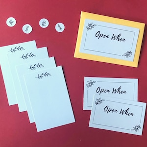 Plantilla de letras abiertas en blanco / etiquetas imprimibles, sobres, tarjetas de papelería / regalo de novio de larga distancia / hojas en blanco y negro