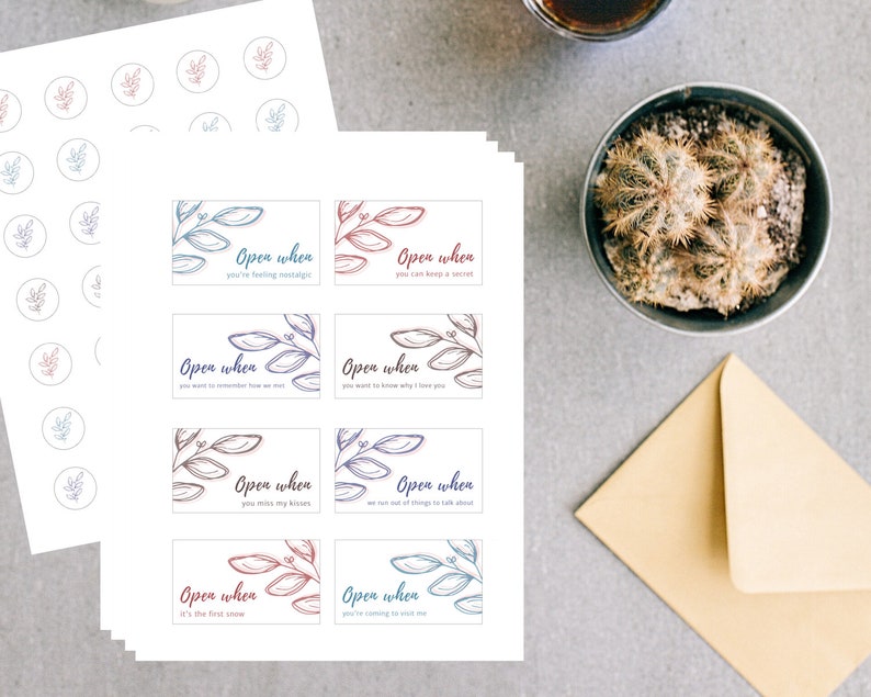 32 open when letter printable envelope labels and stickers etsy