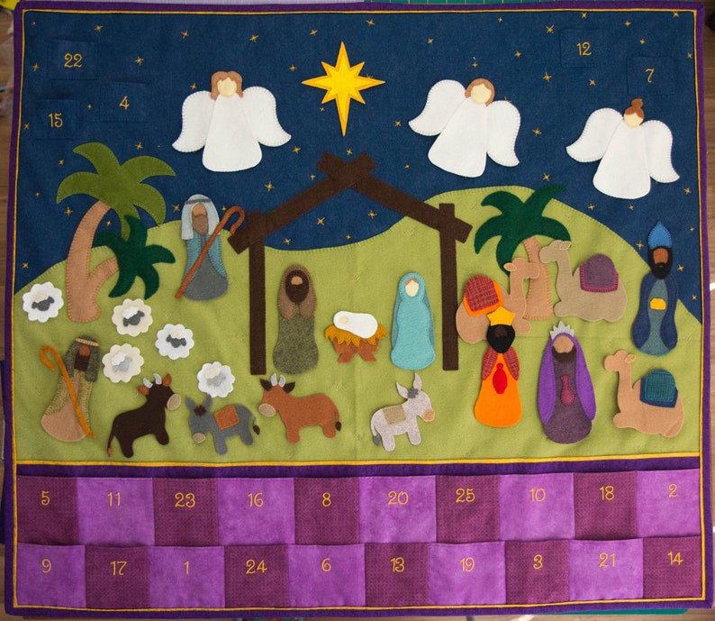Nativity Advent Calendar Felt Scene PDF Pattern image 1