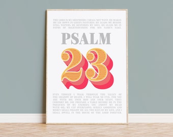 Psalm 23 poster, The lord is my shepherd print, modern Christian typographic wall art, bible verse print, Christian gift, home decor