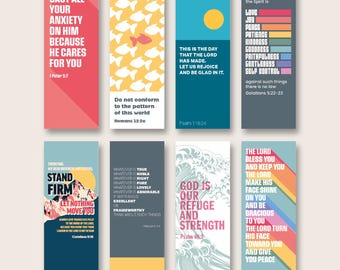 Pack of Christian bookmarks. SET ONE. 8 different designs.
