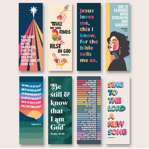 Pacote de marcadores de página cristãos. CONJUNTO DE DOIS. 8 designs diferentes.