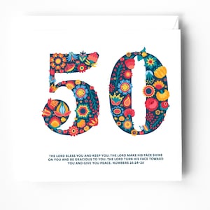 50. Geburtstagskarte mit Bibelvers.
