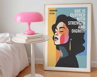 Sprüche 31:25a Poster, Stärke und Würde Bibel Vers Wandkunst