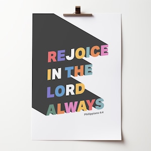 Freue dich im Herrn Plakat, Philipper 4 Vers 4.Christliche Wandkunst.