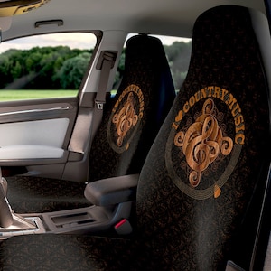 Car Seat Covers I Love Country Music Barnwood Treble Clef Guitar Strings