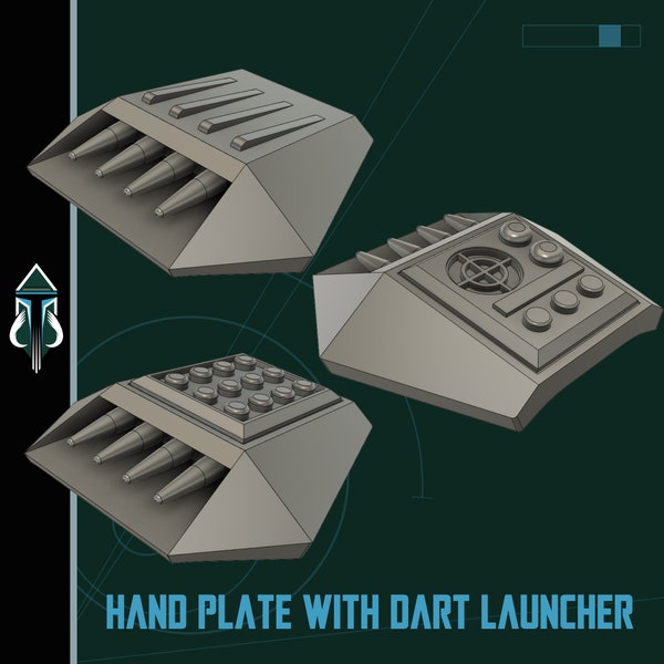 Hand Plate with Dart Launcher - Mandalorian Cosplay Armor (Digital Download)