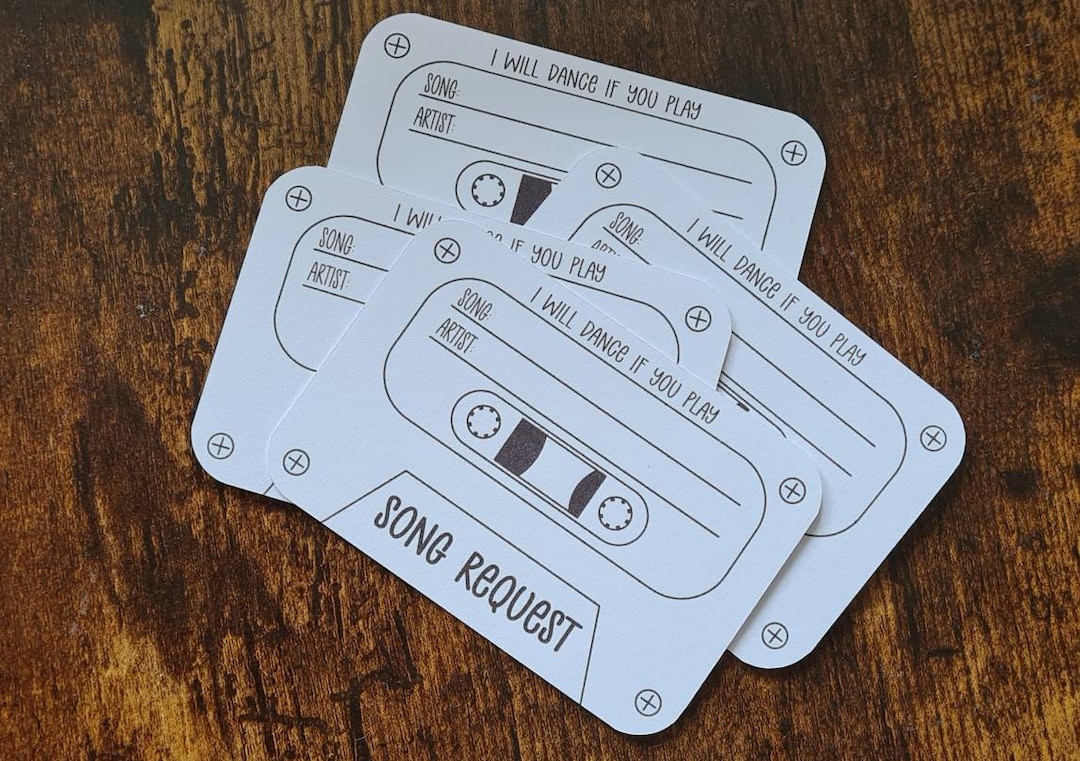 Song Request Cards, Favours, Weddings, Table Decor, Wedding DJ Cards