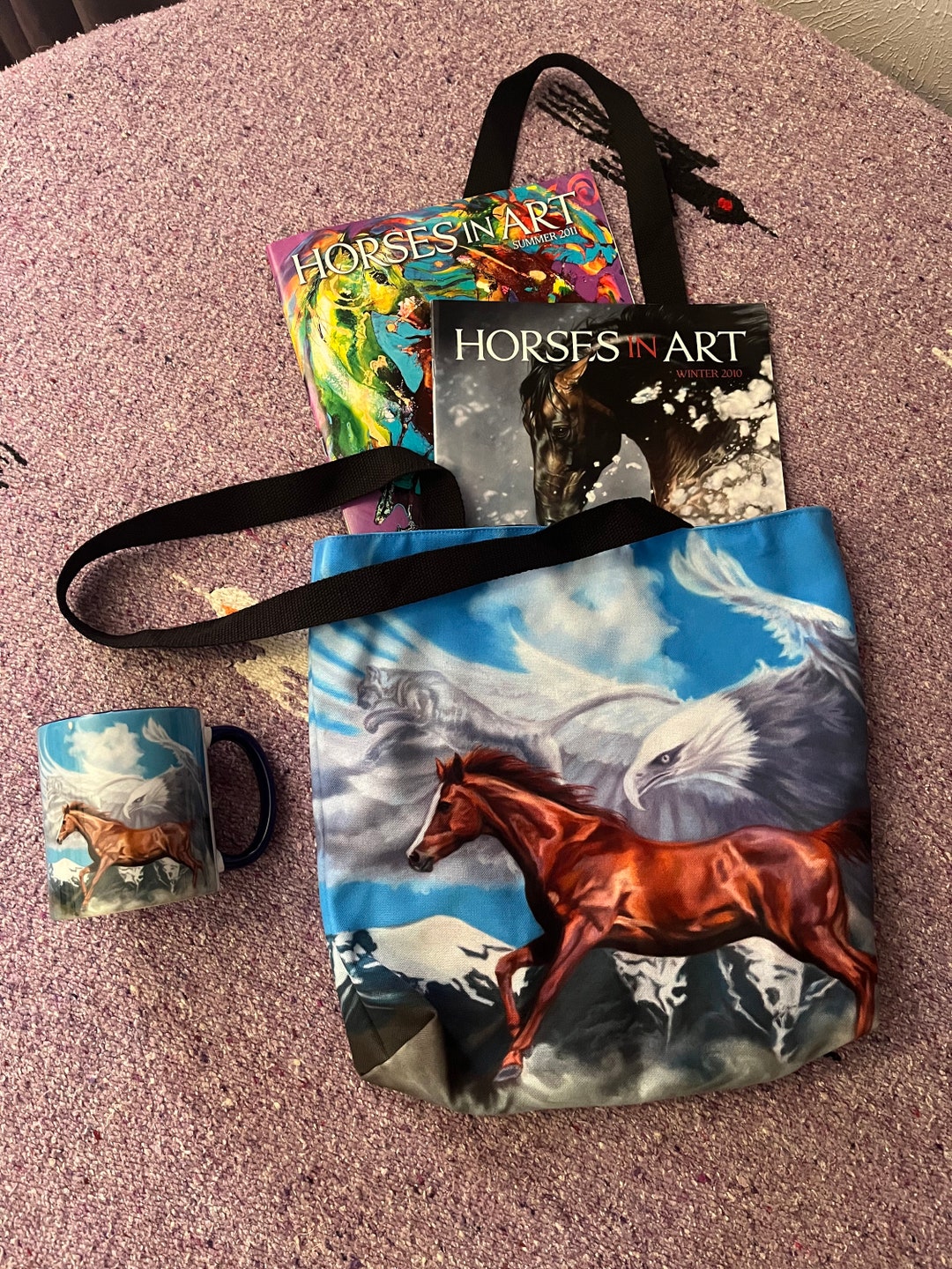 Horse Themed Gift Set Horse Art Mug & Tote Bag With Collector Etsy