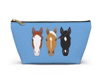 Horse Heads Makeup Bag, Horses Face Markings Accessory Pouch, Equestrian Cosmetic Bags