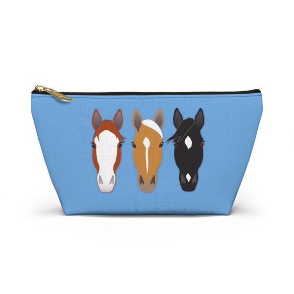 Horse Heads Makeup Bag, Horses Face Markings Accessory Pouch, Equestrian Cosmetic Bags