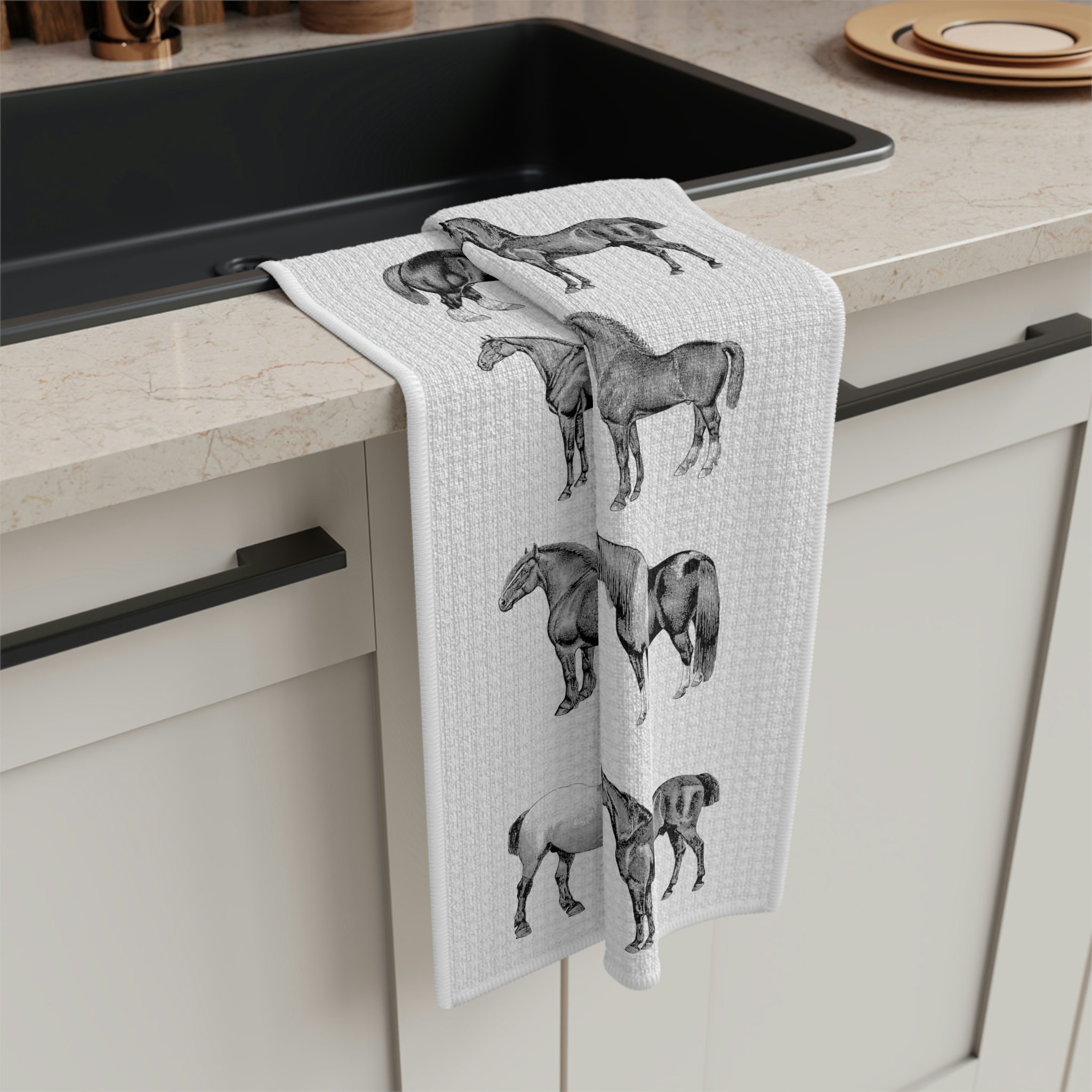 Vintage Horses Tea Towel Equine Kitchen Towels Vintage Horse Tea Towel
