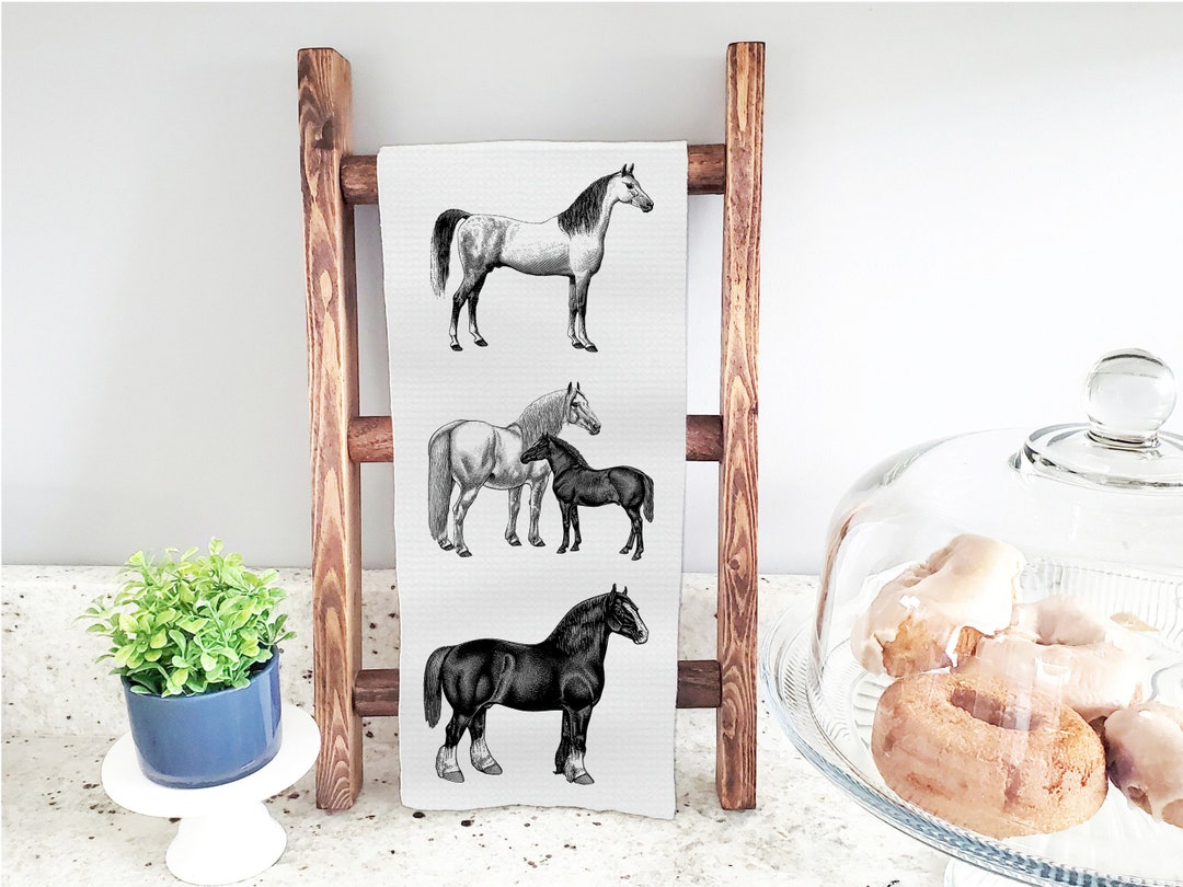 Vintage Horses Tea Towel Equine Kitchen Towels Vintage Horse Tea Towel