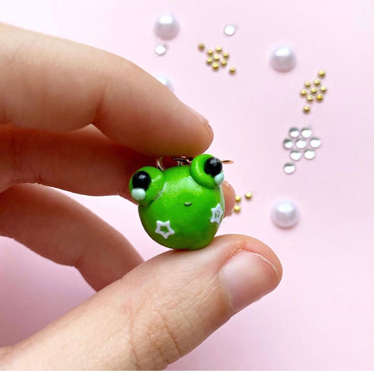 Kawaii polymeric clay frog earrings baby frog earrings Etsy