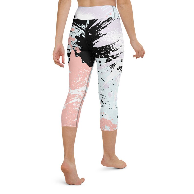 Paint Splatter Yoga Capri Leggings Athletic Workout Stretch Pants Fitness Workout