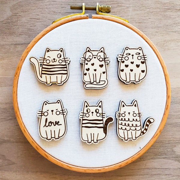 Cat Needle Minder | Hand Embroidery, Cross Stitch, Crewel, Needlepoint, Thread Painting, Needle, Embroidery Hoop