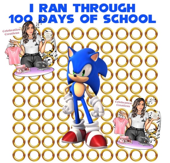 Sonic 100 Days of School PNG FILE ONLY 