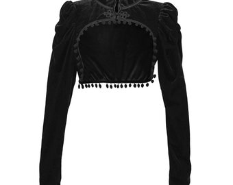 Black Tie Neck Victorian Gothic Evening Shrug Bolero Cropped 253 mv Jacket S M L