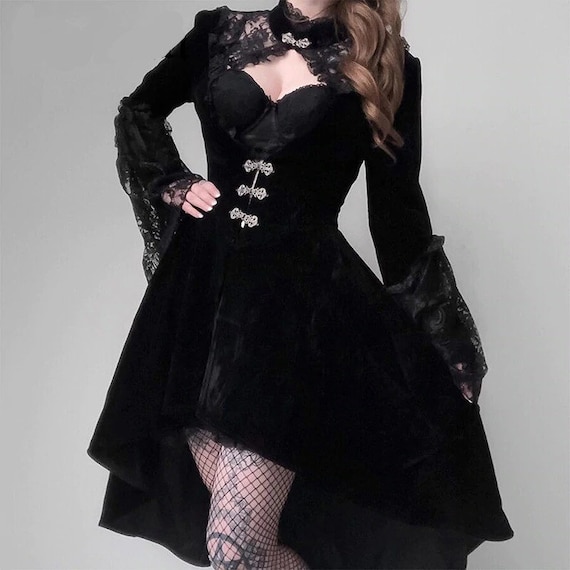 black velvet gothic dress