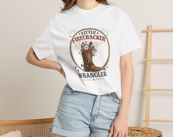Little Firecracker Wrangler T-shirt | Cowboy Boot Floral Graphic