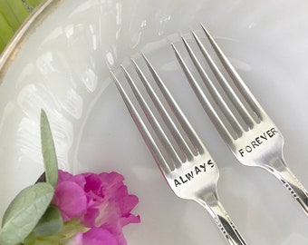 Always, Forever, Wedding Forks, Wedding, Wedding Cake, Wedding Gift, Bride and Groom, Serveware, Anniversary Gift