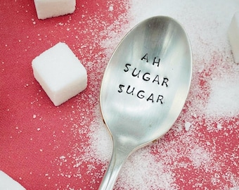 AH SUGAR SUGAR, Sugar Spoon, Hand Stamped Spoon, Spoon, Unique Gift, Flatware