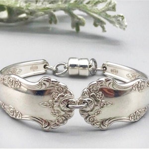 Silverware Bracelet, Holiday 1951, Vintage Silverware Jewelry, Antique Spoon Bracelet