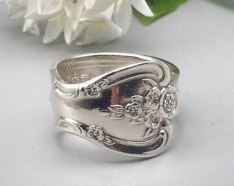 Antique Floral Ring,Spoon Ring,Ring,Spoon Jewelry,Silver Ring,Floral Ring,Rose Ring,Vintage Ring,Patina Ring,antiqued,valleygirldesigns.