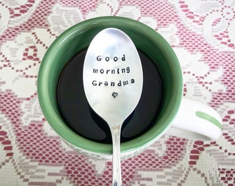 Good morning Grandma, or I can custom Stamp a Spoon especially for you,  Silver Plated, Upcycle