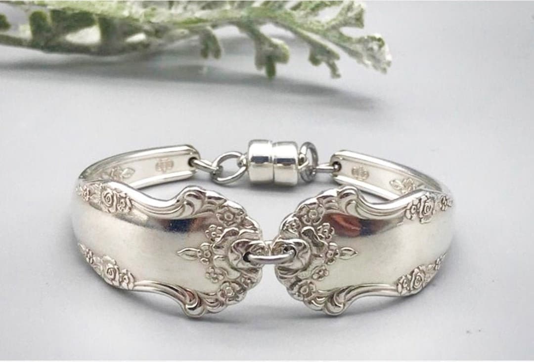 Silverware Bracelet, Holiday 1951, Vintage Silverware Jewelry, Antique