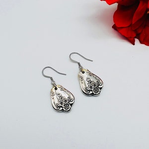 Magnolia 1951, spoon handle earrings, vintage silverware jewelry, gifts under 25