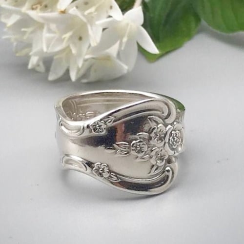 Magnolia 1951, Antique Spoon Ring, Vintage Flatware Ring, Spoon Jewelry