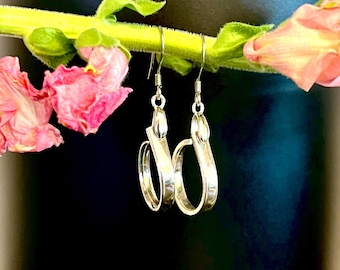 Fork Tine Earring, Vintage Silverware Earrings: Upcycled Flatware Jewelry