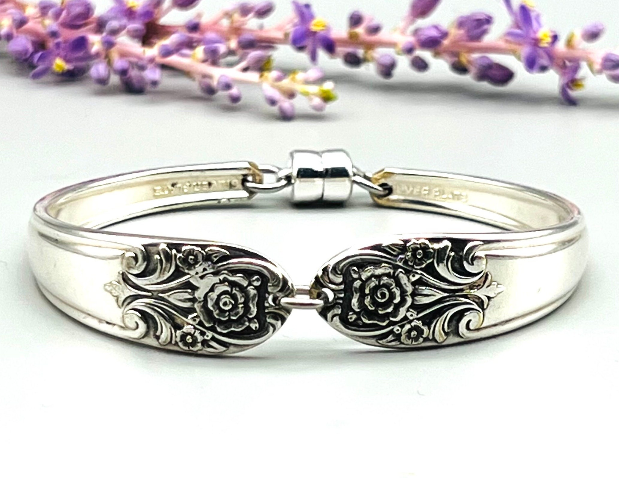 Melody 1954 Spoon bracelet, flatware jewelry, antique spoon bracelet