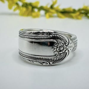 1937 Cotillion Spoon Ring: Vintage Silver Plated Flatware Jewelry