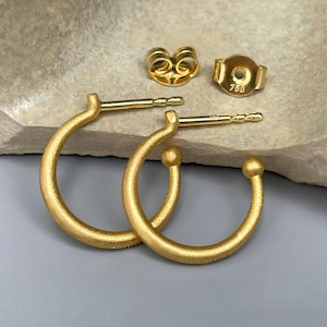Hoop earrings made of solid 900 gold in 16 mm - hand-forged - earrings / interchangeable - gold hoop earrings in 22 carat - handmade by the goldsmith