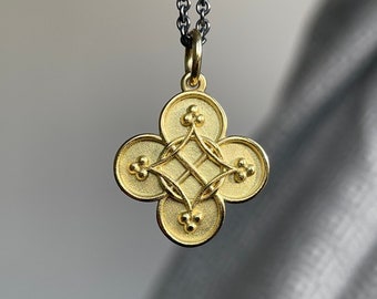 750 yellow gold love knot Alhambra pendant large version, amulet, talisman - 18 carat gold