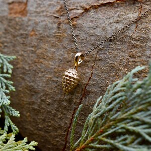 Solid pine cone pendant made of 585 red gold handmade pine cone on anchor chain pine cone Black Forest image 4