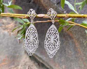 Portuguese filigree earrings made of 925 silver with granulation