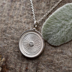 Sun amulet made of 925 silver - antique coin, sun god, Helios - reversible pendant wearable on both sides on a matching anchor chain