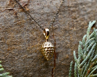 Solid pine cone pendant made of 585 red gold - handmade pine cone on anchor chain - pine cone Black Forest