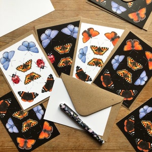 Notecards borboleta, cartões com envelopes, notecard ilustrado com envelope