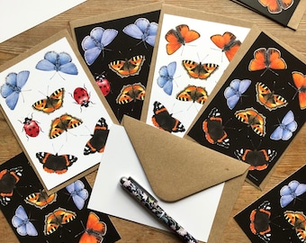 Cartes de correspondance papillon, cartes avec enveloppes, carte de correspondance illustrée avec enveloppe