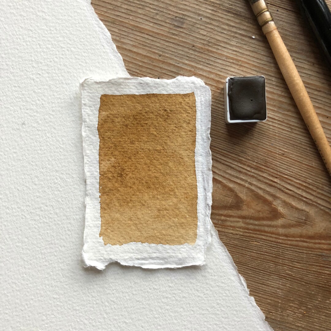 Cyprus Raw Umber Brownish Half Pan, PBR7, Watercolor Paint, Handmade