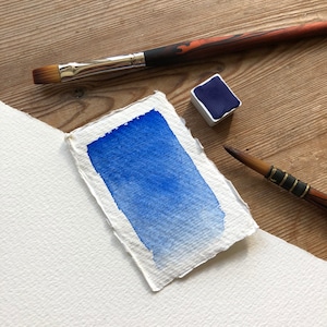 Ultramarine Blue Light half pan, PB29, handmade watercolor paint, artisanal watercolor paint, honey binder, honey based paint image 1